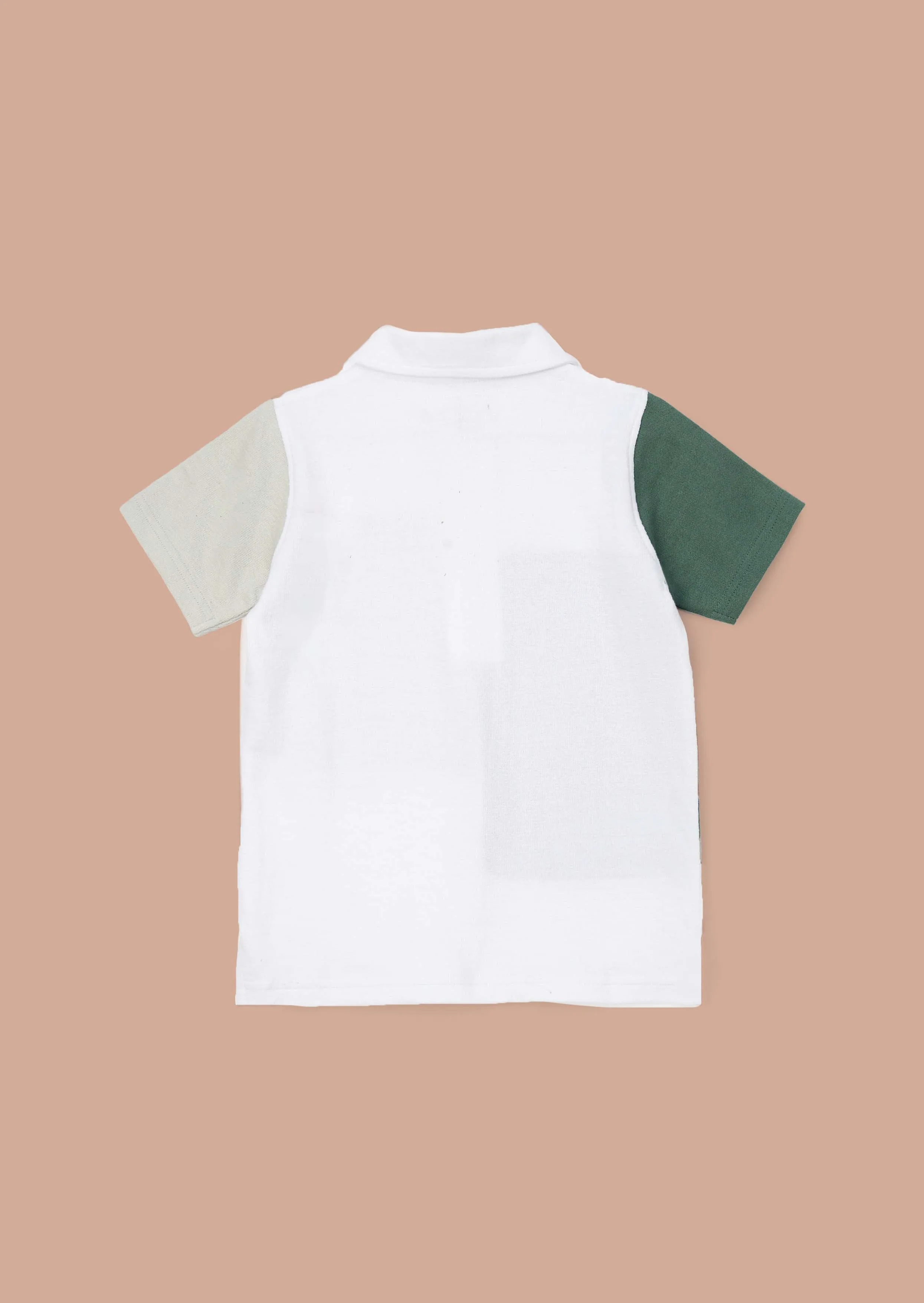 Kane White Textured Colour Block Polo