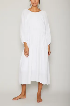 Karina Long Sleeve Linen Ruffle Dress