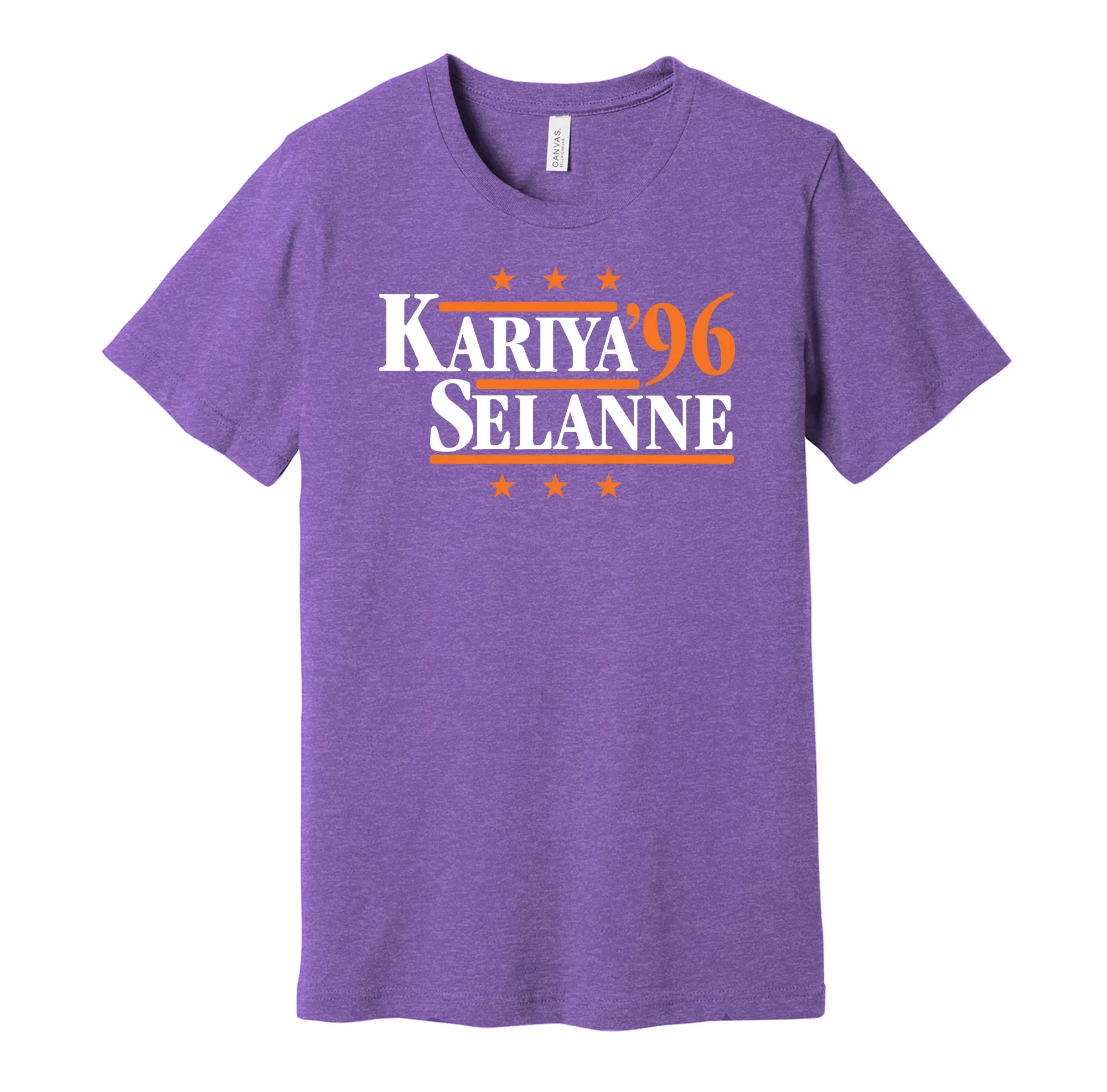 Kariya & Selanne '96 - Anaheim Hockey Legends Political Campaign Parody T-Shirt - Hyper Than Hype Shirts