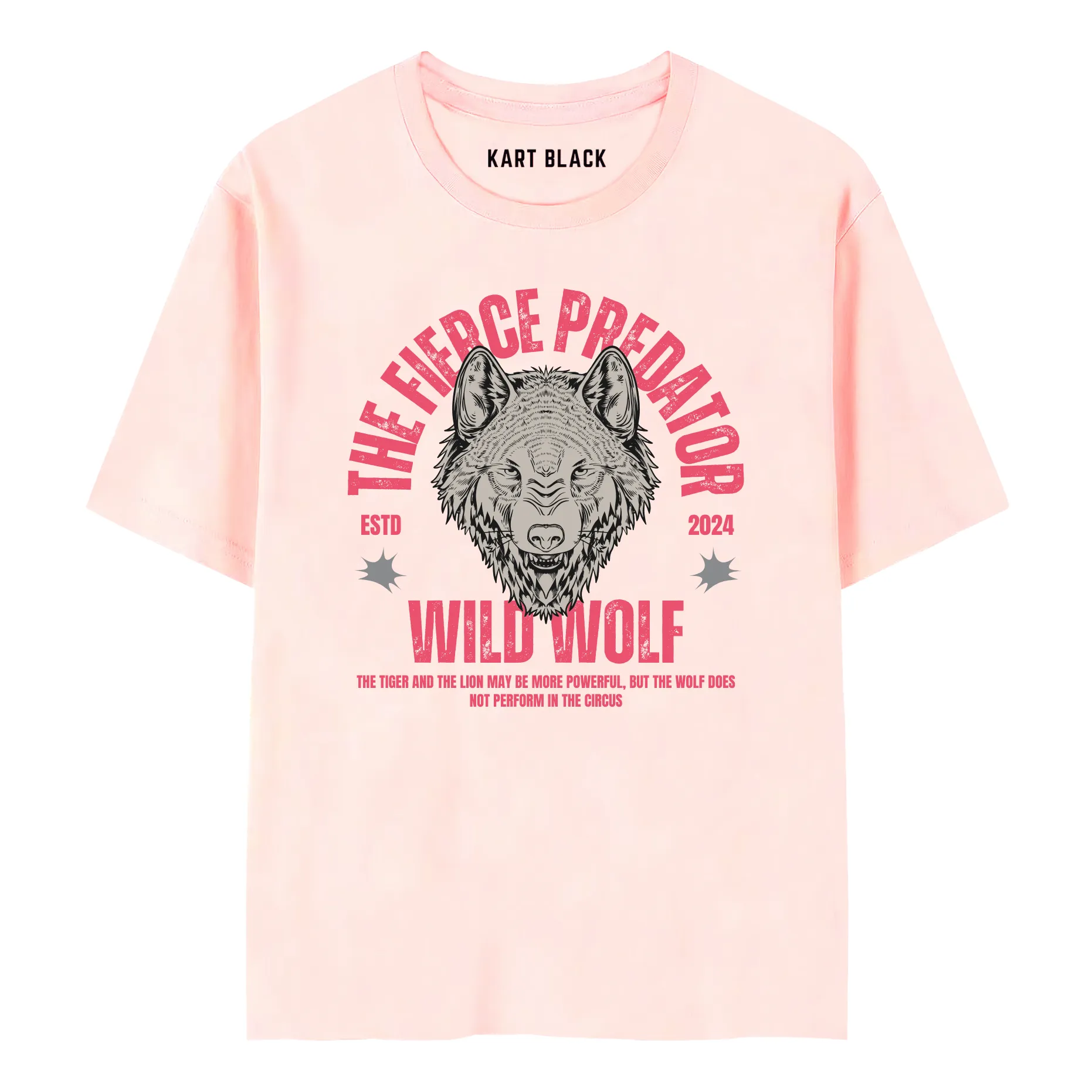 KART BLACK Men's Plus Size Wild Wolf Printed T-Shirts