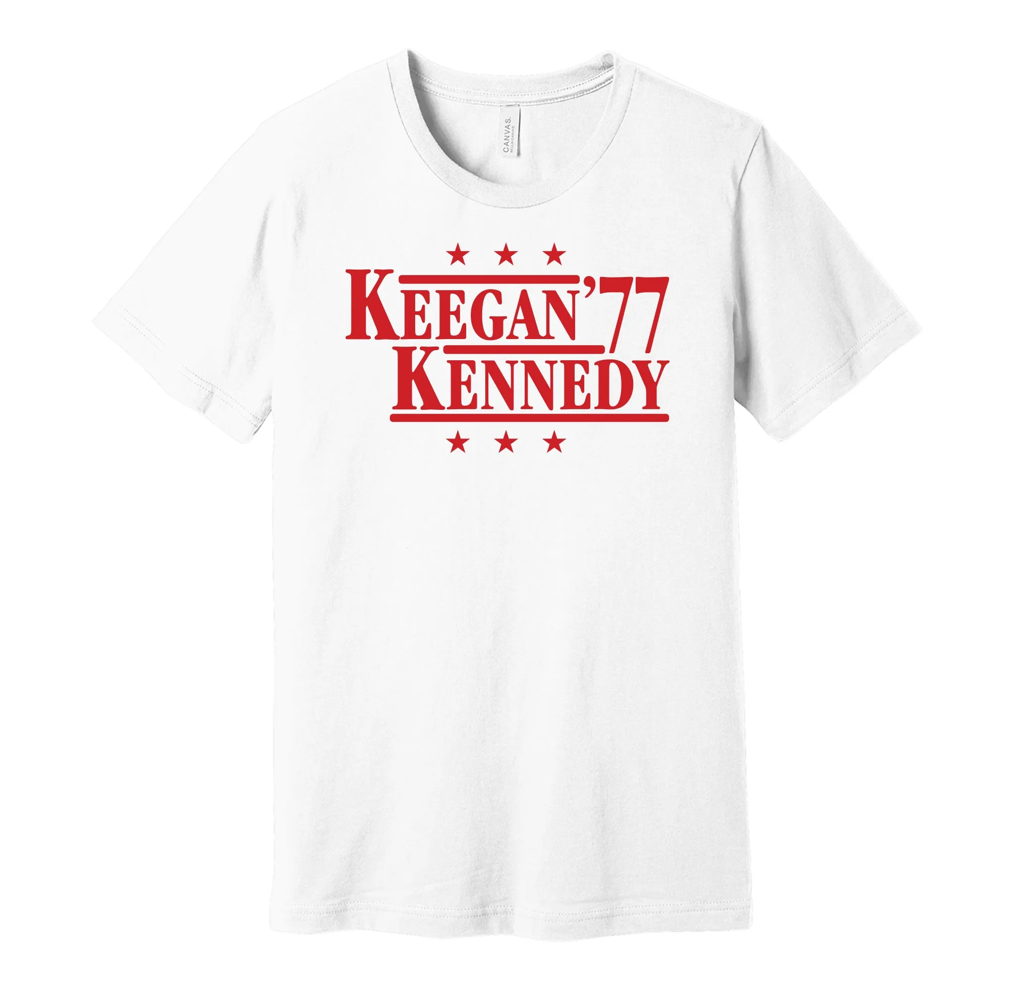 Keegan & Kennedy '77 - Liverpool Football Legends Political Campaign Parody T-Shirt - Hyper Than Hype Shirts