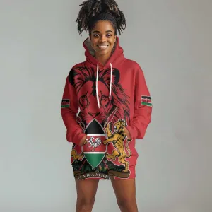 Kenya Hoodie Dress Coat Of Arms With Kente Patterns LT18
