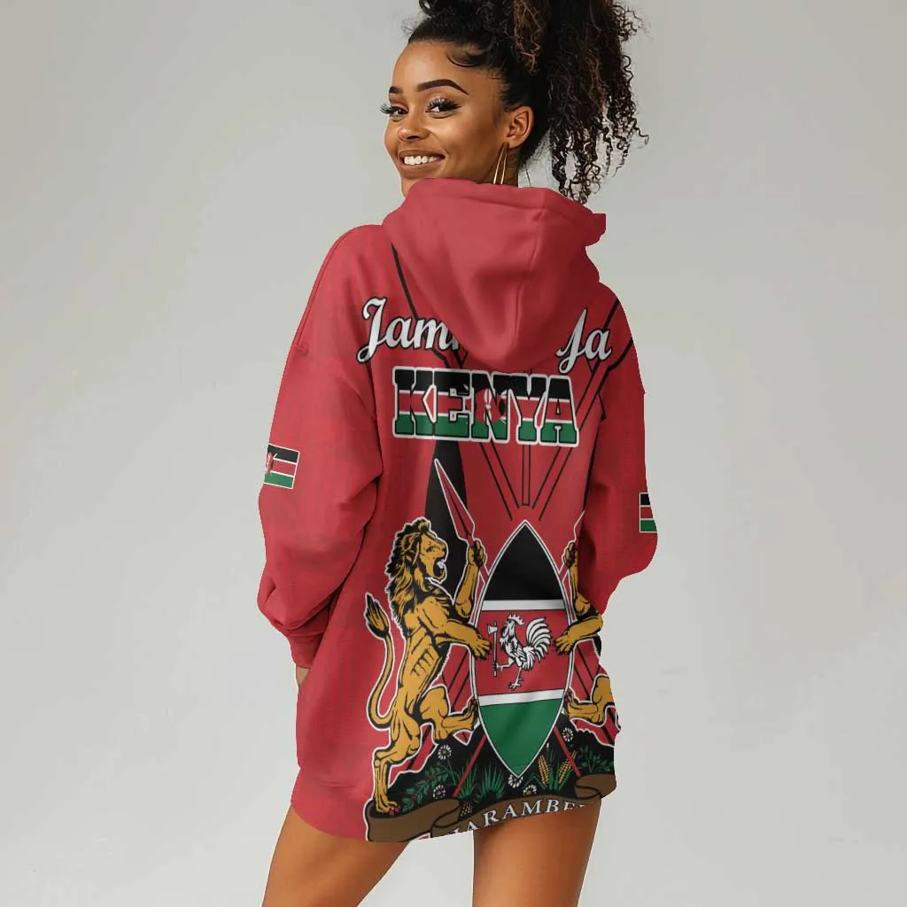 Kenya Hoodie Dress Coat Of Arms With Kente Patterns LT18