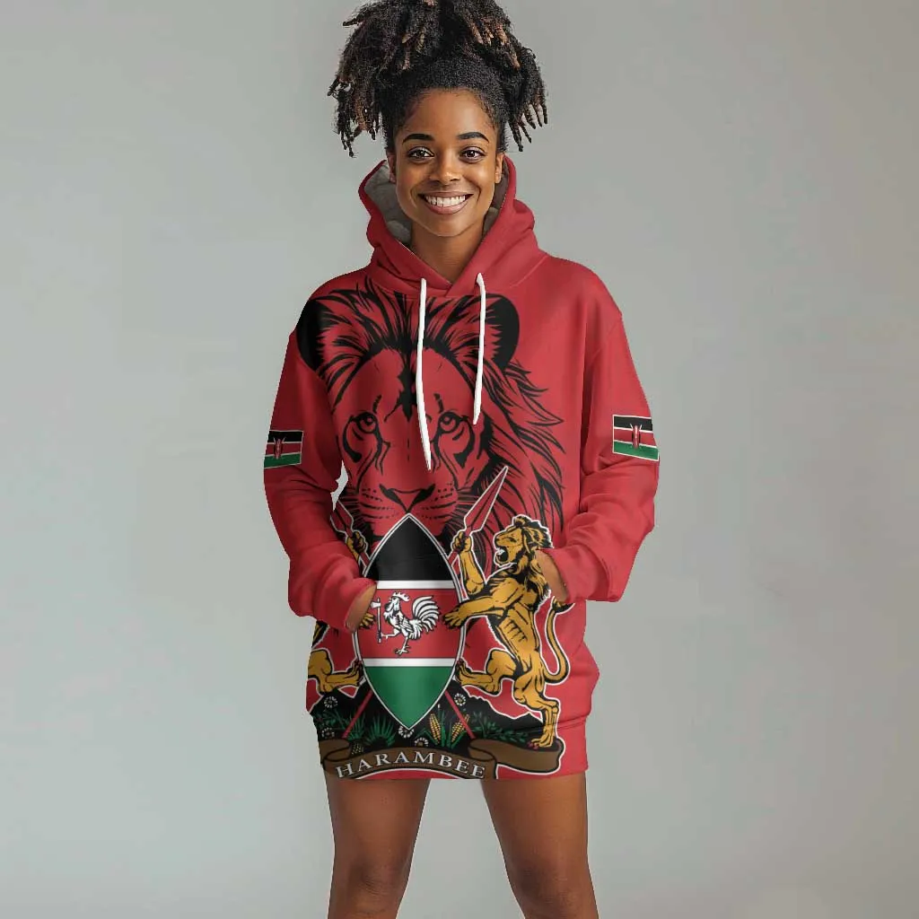 Kenya Hoodie Dress Coat Of Arms With Kente Patterns LT18