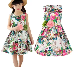 Kids clothing summer dresses for girls summer style girl dress floral print cotton birthday party sundress baby children clothes