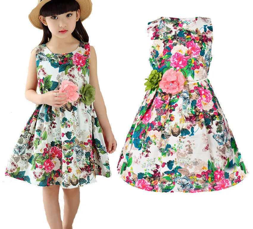 Kids clothing summer dresses for girls summer style girl dress floral print cotton birthday party sundress baby children clothes