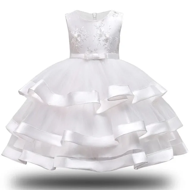 Kids Elegant Pearl Cake Princess Dress Girls Dresses For Wedding Evening Party Embroidery Flower Girl Dress Girl Clothes