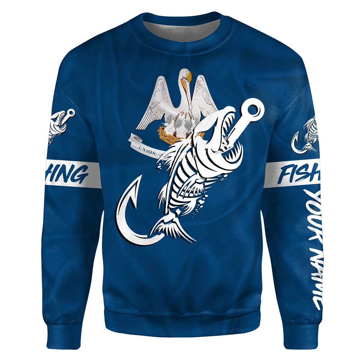 LA Fishing Custom Louisiana Flag Fish hook skull custom fishing tournament| Sweatshirt -NPQ705
