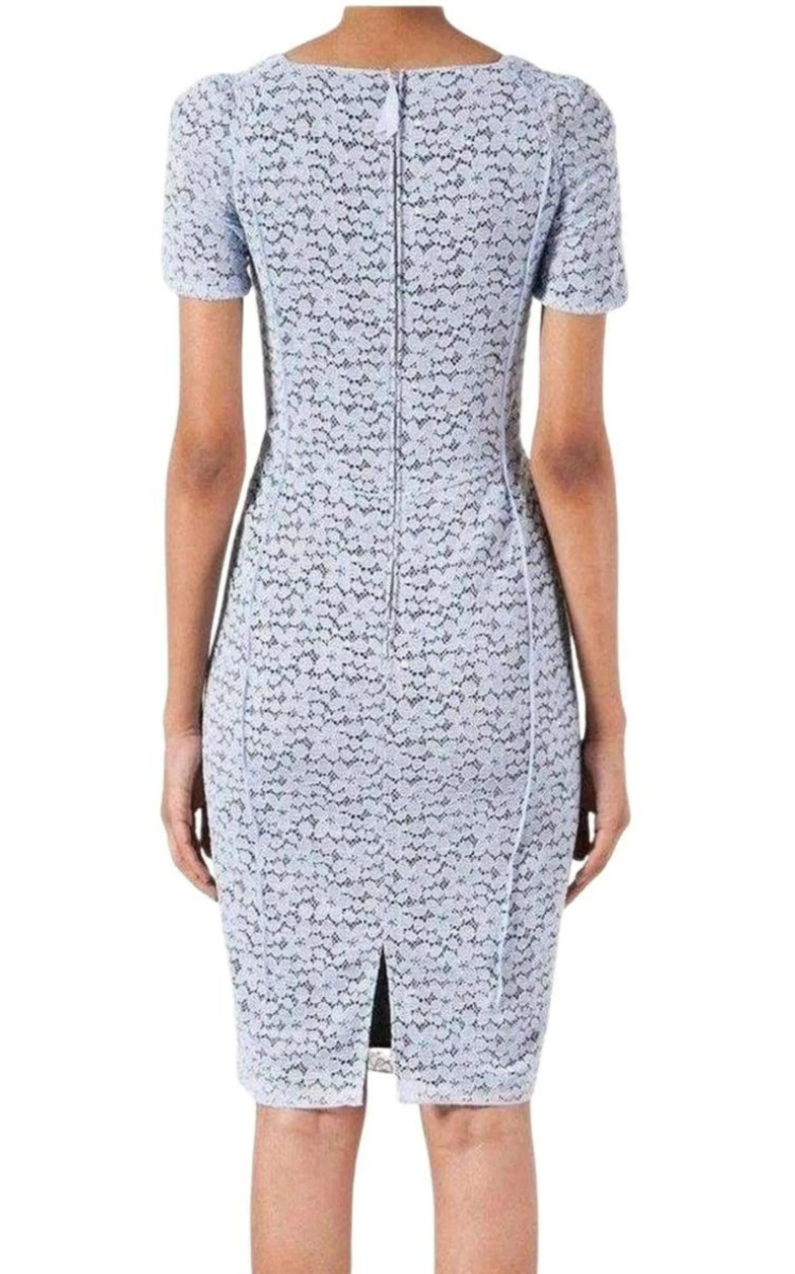 Lace Elbow Sleeve Fitted Dress