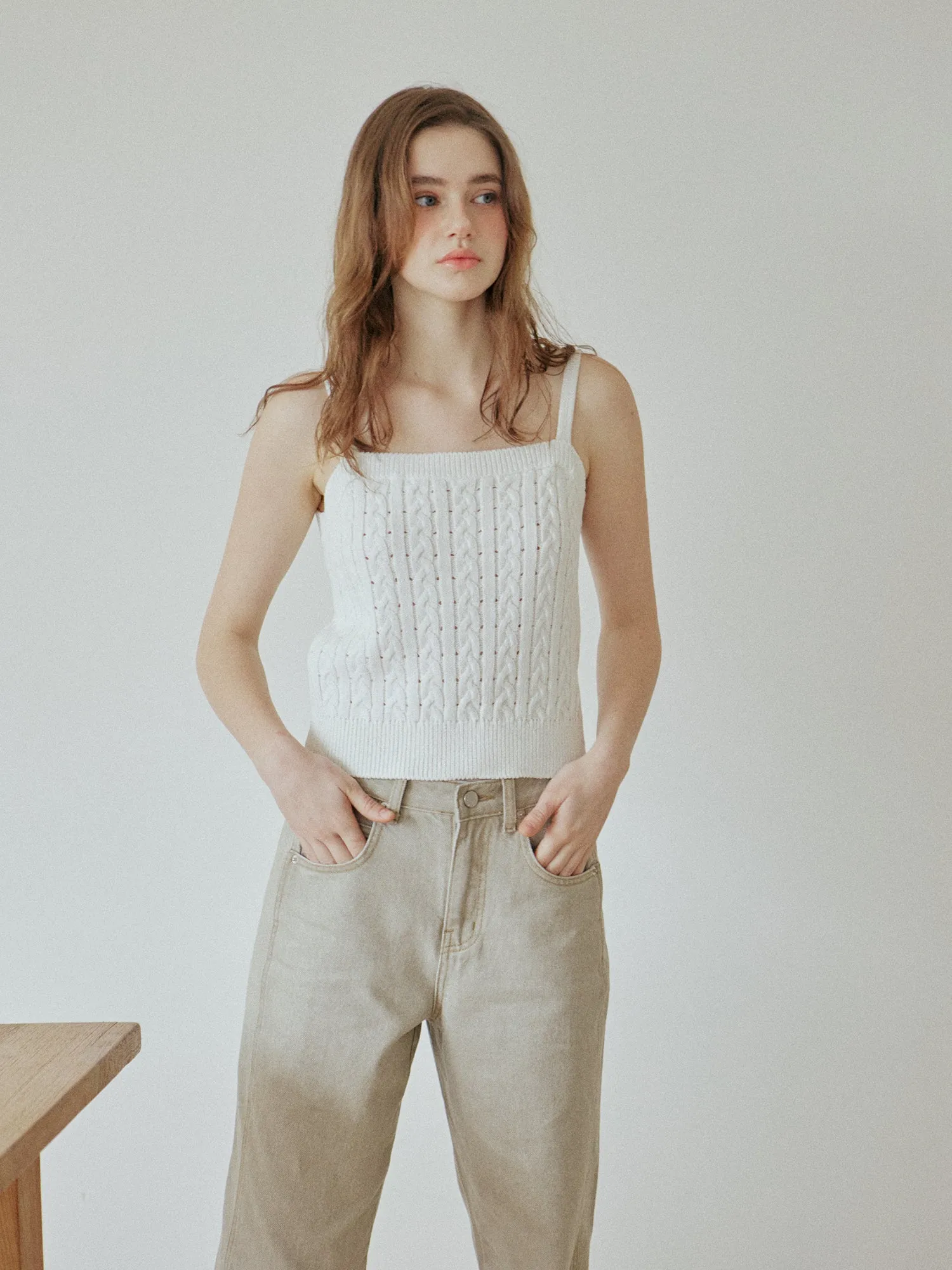 LACE RIBBON SLEEVELESS_IVORY