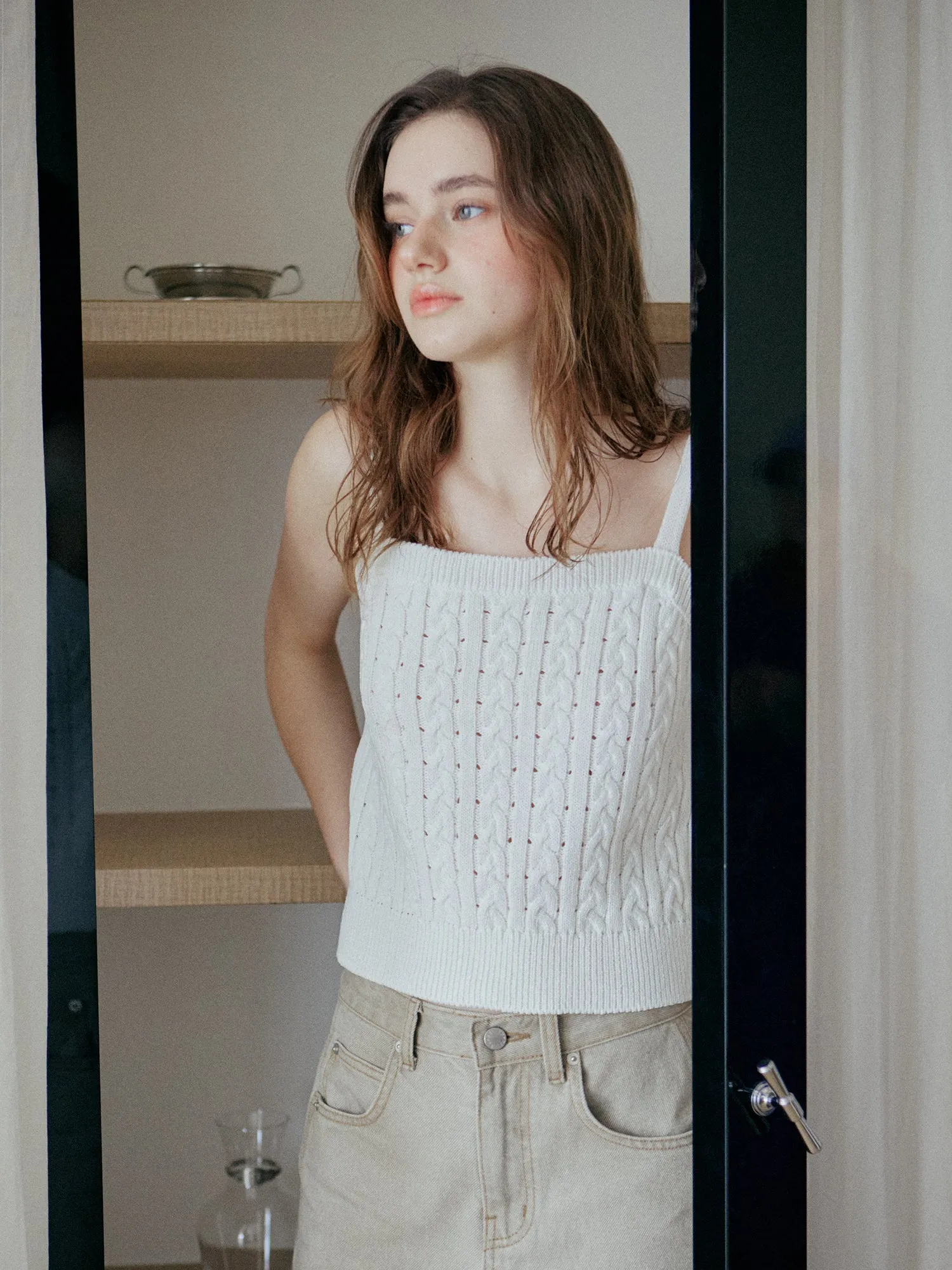 LACE RIBBON SLEEVELESS_IVORY