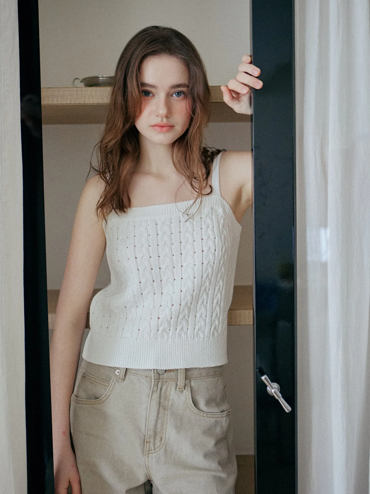 LACE RIBBON SLEEVELESS_IVORY