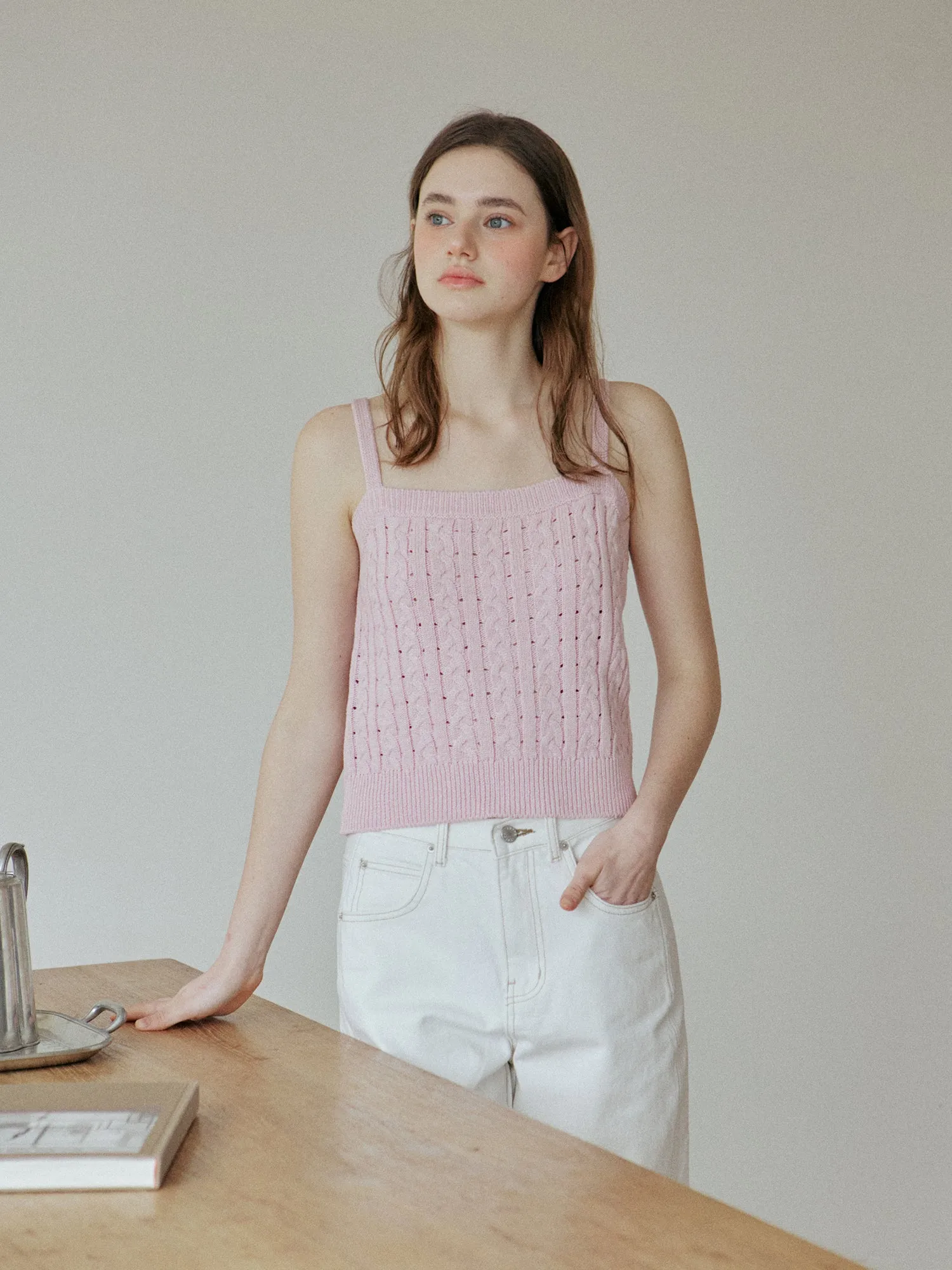 LACE RIBBON SLEEVELESS_PINK