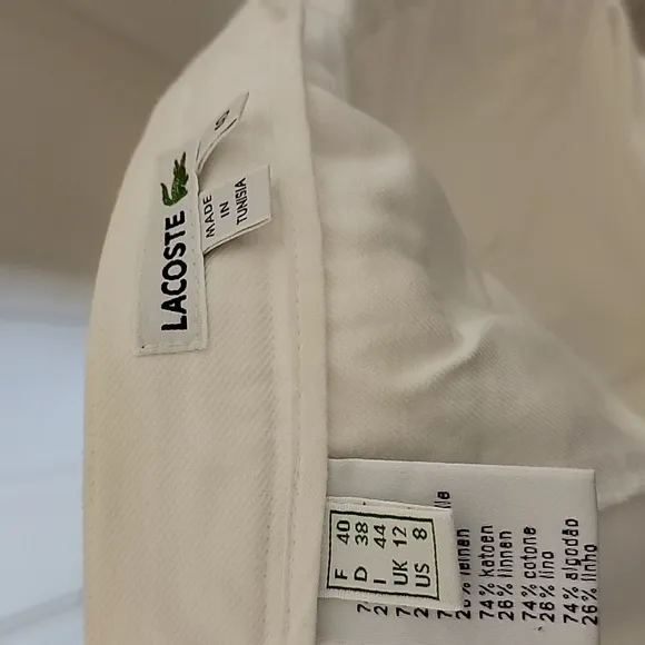 LACOSTE Tennis Shorts Cotton Blend White Color Women's US 8