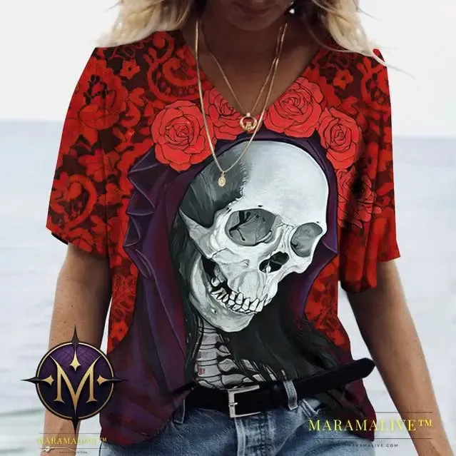 Ladies' Printed V-Neck Tee | Chic Women's Graphic Tees