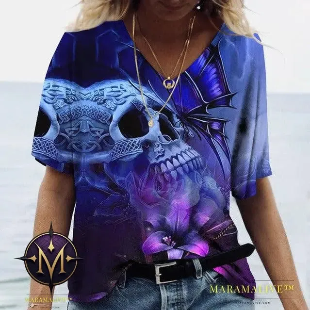 Ladies' Printed V-Neck Tee | Chic Women's Graphic Tees