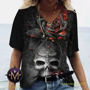 Ladies' Printed V-Neck Tee | Chic Women's Graphic Tees