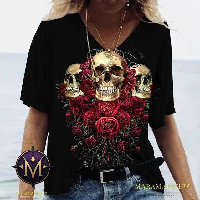 Ladies' Printed V-Neck Tee | Chic Women's Graphic Tees
