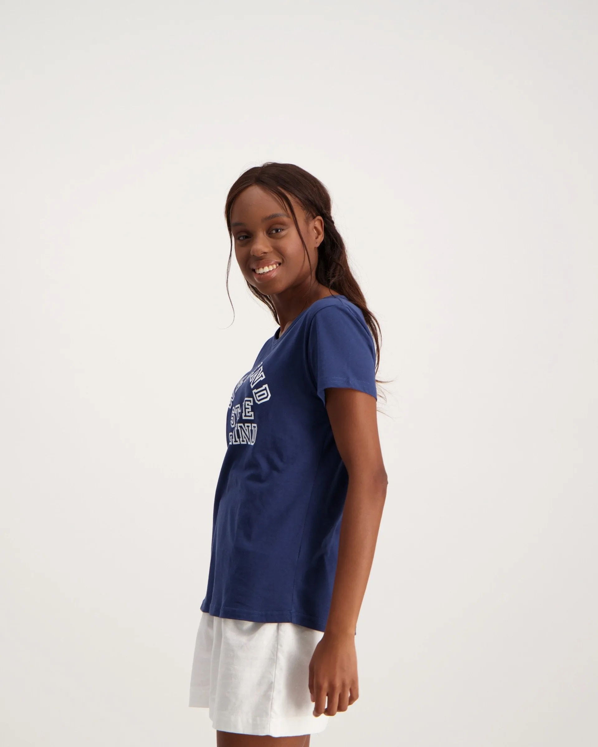 Ladies Short Sleeve End State Of Mind T-Shirt - Navy