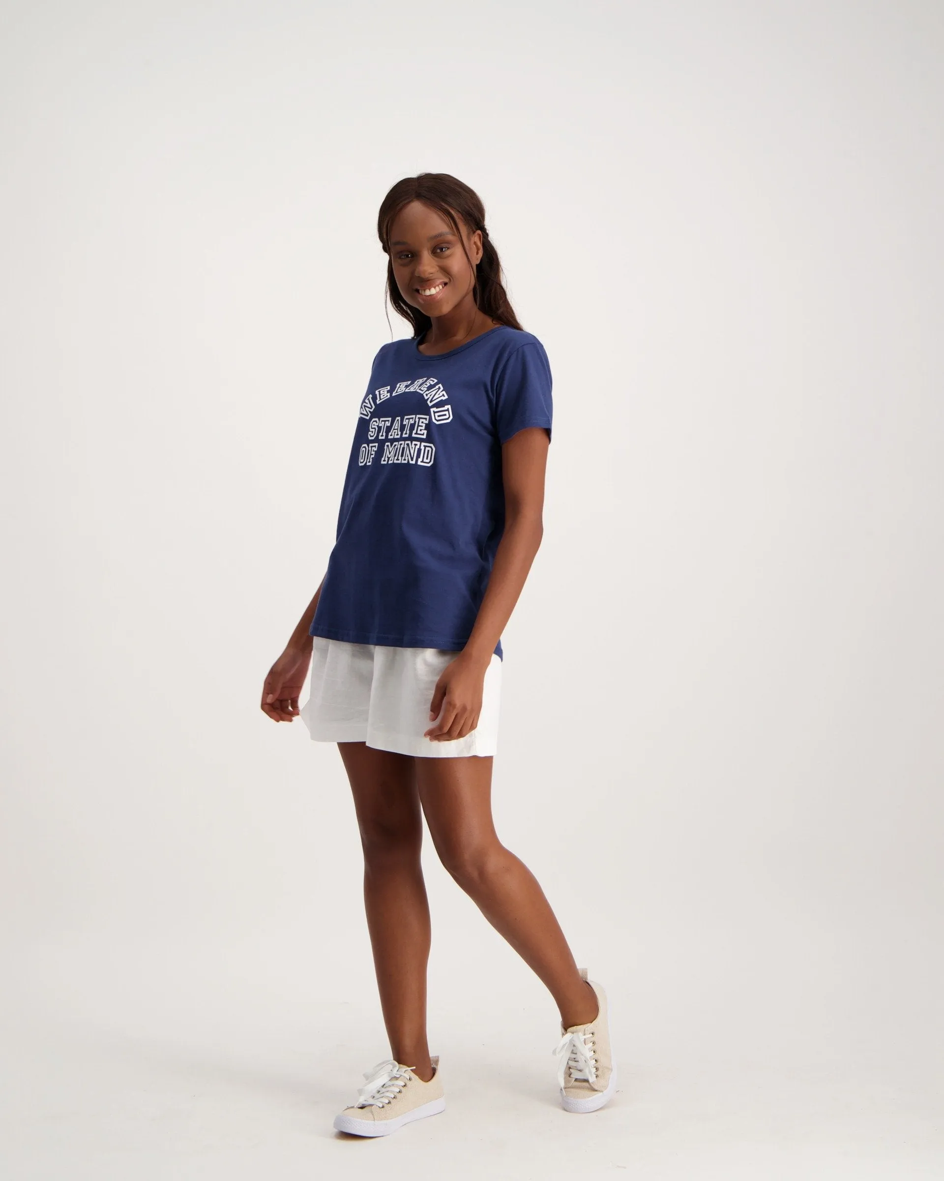Ladies Short Sleeve End State Of Mind T-Shirt - Navy