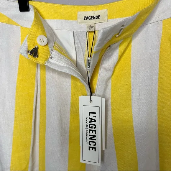 L'AGENCE Vittoria Striped High Waisted Shorts Size 4 Preppy Resortwear Pleated