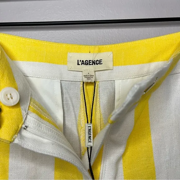 L'AGENCE Vittoria Striped High Waisted Shorts Size 4 Preppy Resortwear Pleated