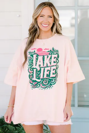 Lake Days Boyfriend Tee, Cream Pink