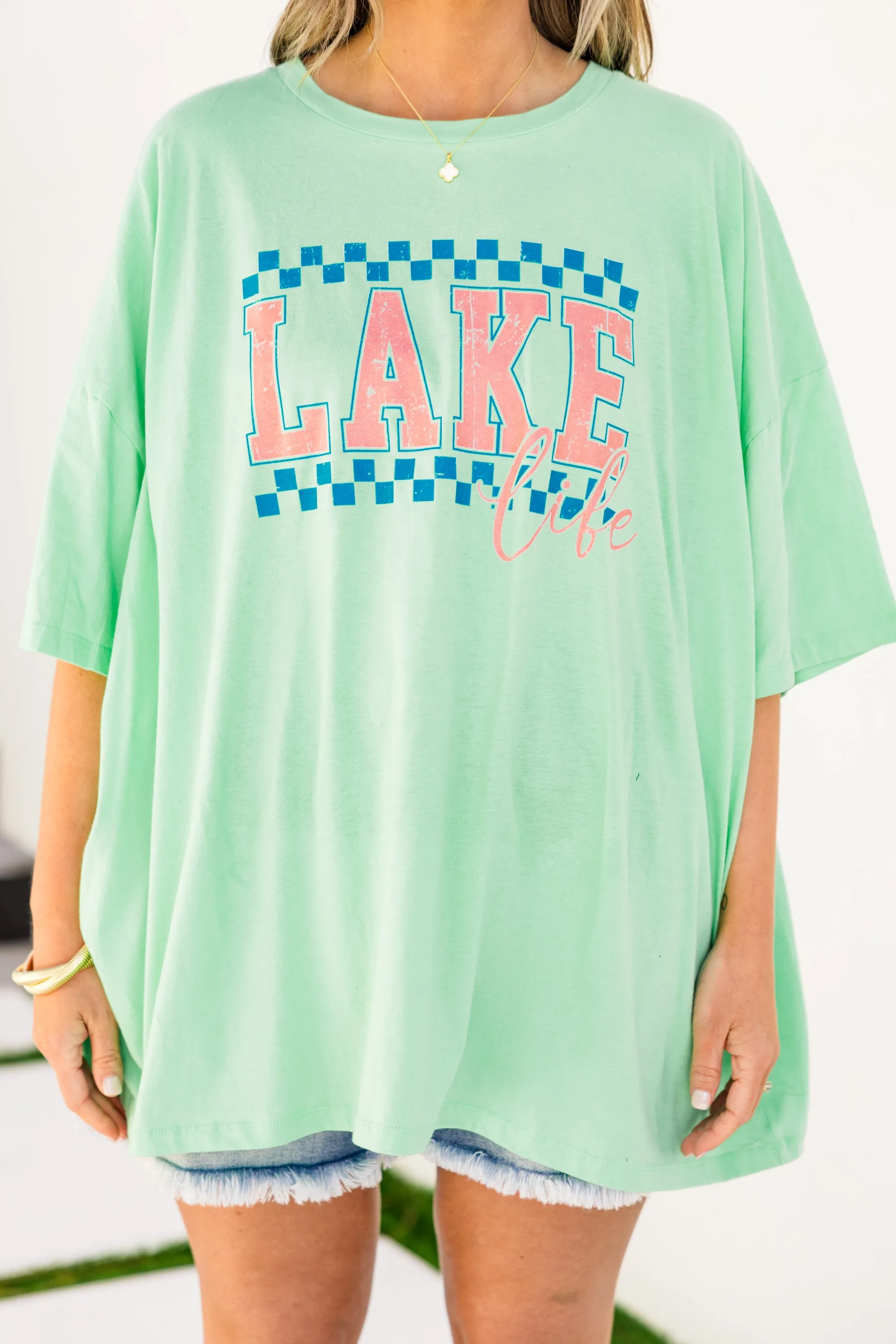 Lake Life Boyfriend Tee, Green Mint