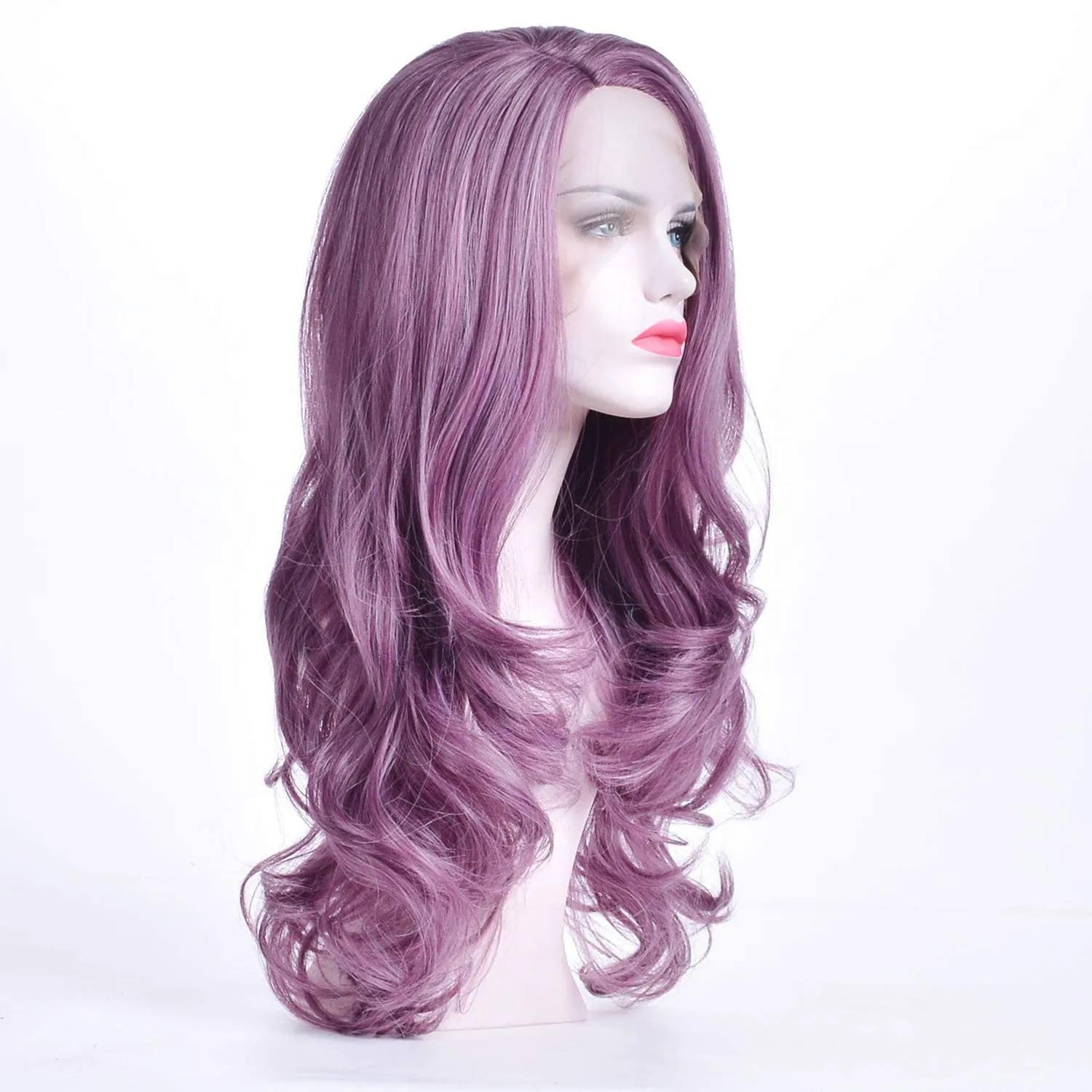 Lavender Glueless Purple High Temperature Heat Resistant Fiber 24" | Trendy Wig | Synthetic Top Quality Lace | Custom Made | Human Hair Feel