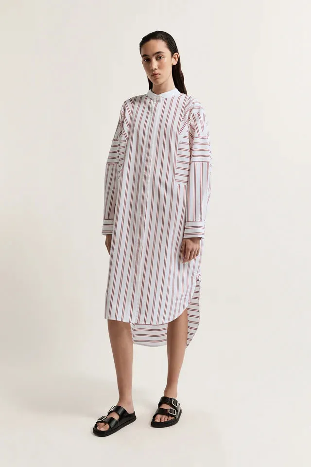 Lee Mathews Tucker Dress in Red Stripe