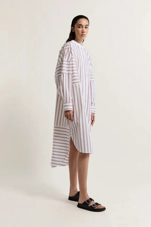 Lee Mathews Tucker Dress in Red Stripe