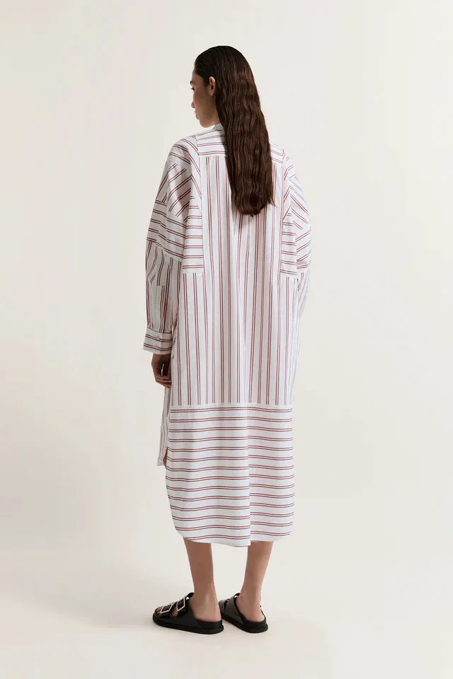 Lee Mathews Tucker Dress in Red Stripe