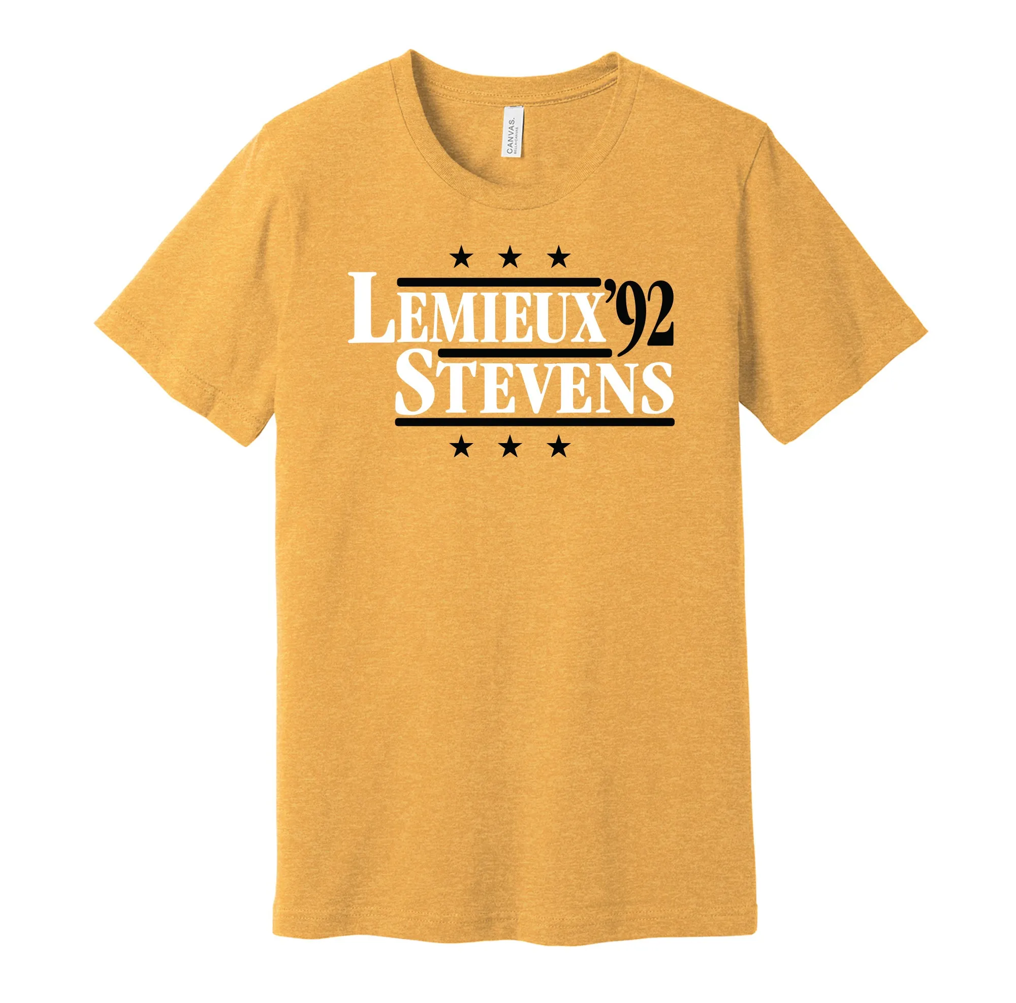 Lemieux & Stevens '92 - Pittsburgh Hockey Legends Political Campaign Parody T-Shirt - Hyper Than Hype Shirts