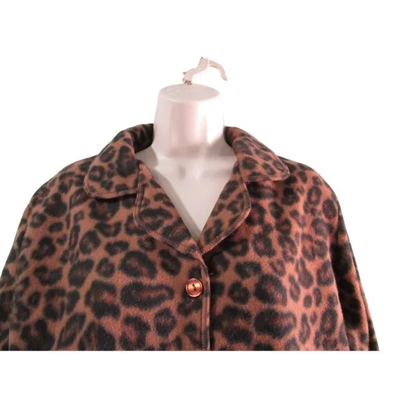 Leopard Print Guide Gear Pajama Set Top Bottom Cozy Fleece Ladies Large GUC