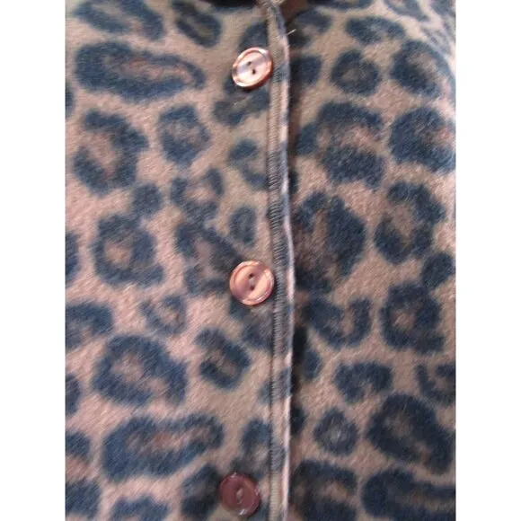 Leopard Print Guide Gear Pajama Set Top Bottom Cozy Fleece Ladies Large GUC