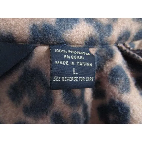 Leopard Print Guide Gear Pajama Set Top Bottom Cozy Fleece Ladies Large GUC