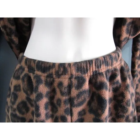 Leopard Print Guide Gear Pajama Set Top Bottom Cozy Fleece Ladies Large GUC