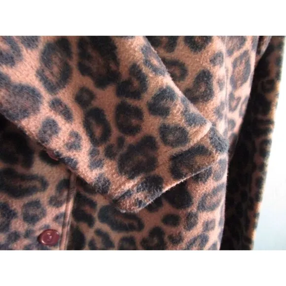Leopard Print Guide Gear Pajama Set Top Bottom Cozy Fleece Ladies Large GUC