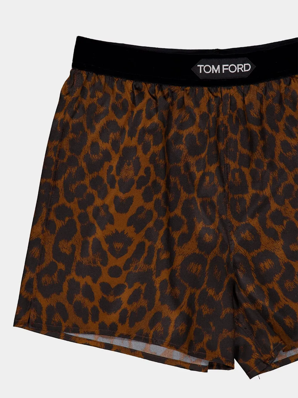 Leopard Print Silk Shorts