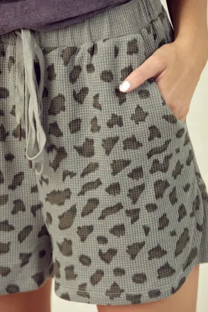 Leopard Print Waffle Shorts