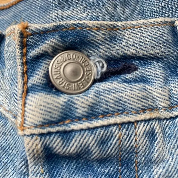 Levis 501 High Rise Distressed Denim Shorts Fault Line 25