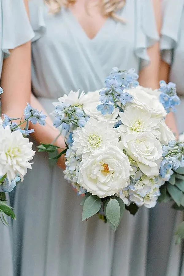 Light Blue Chiffon A-line V-neck Bridesmaid Dresses, Wedding Party Dress, MBD235