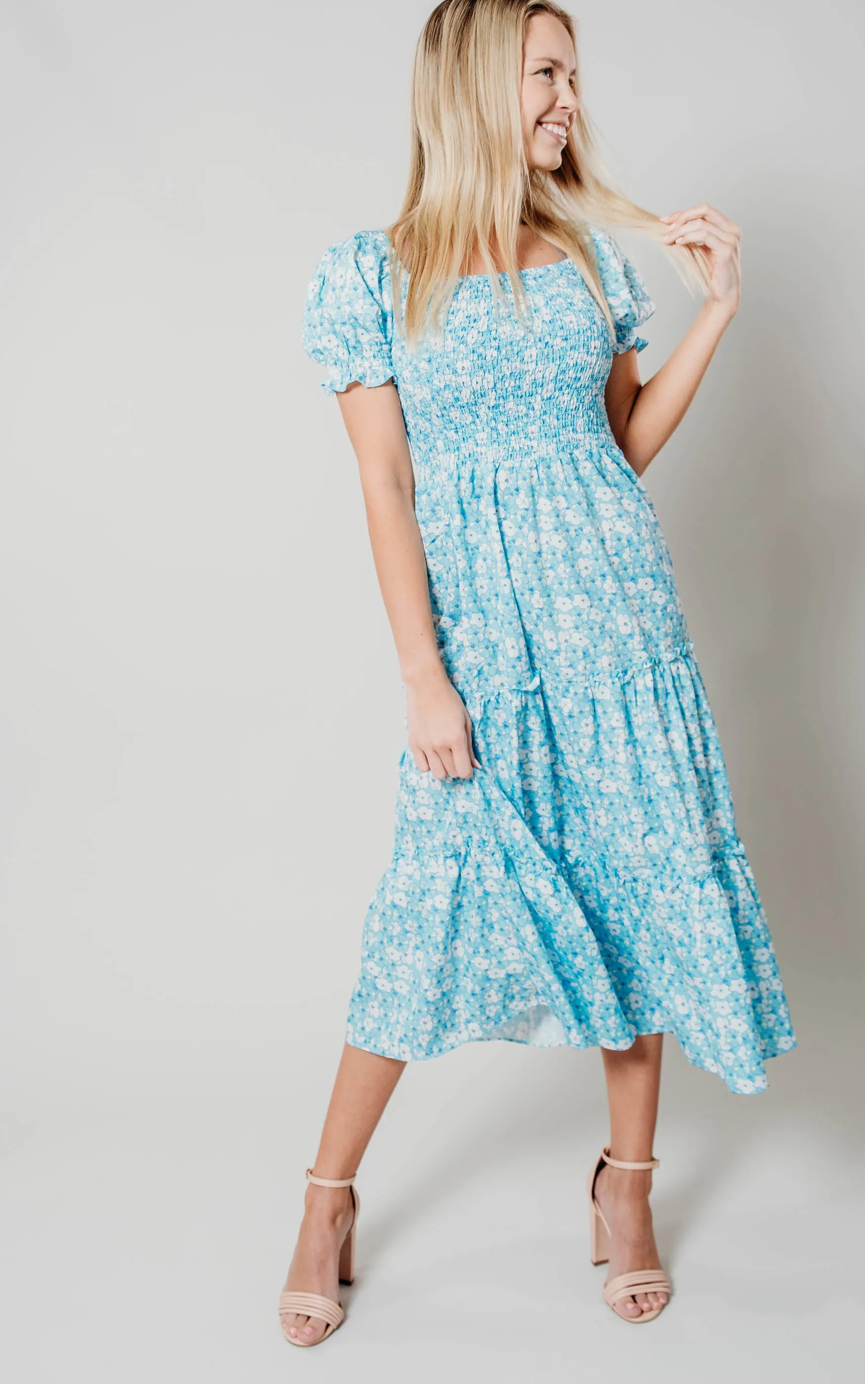 Light Blue Floral Dress - Final Sale