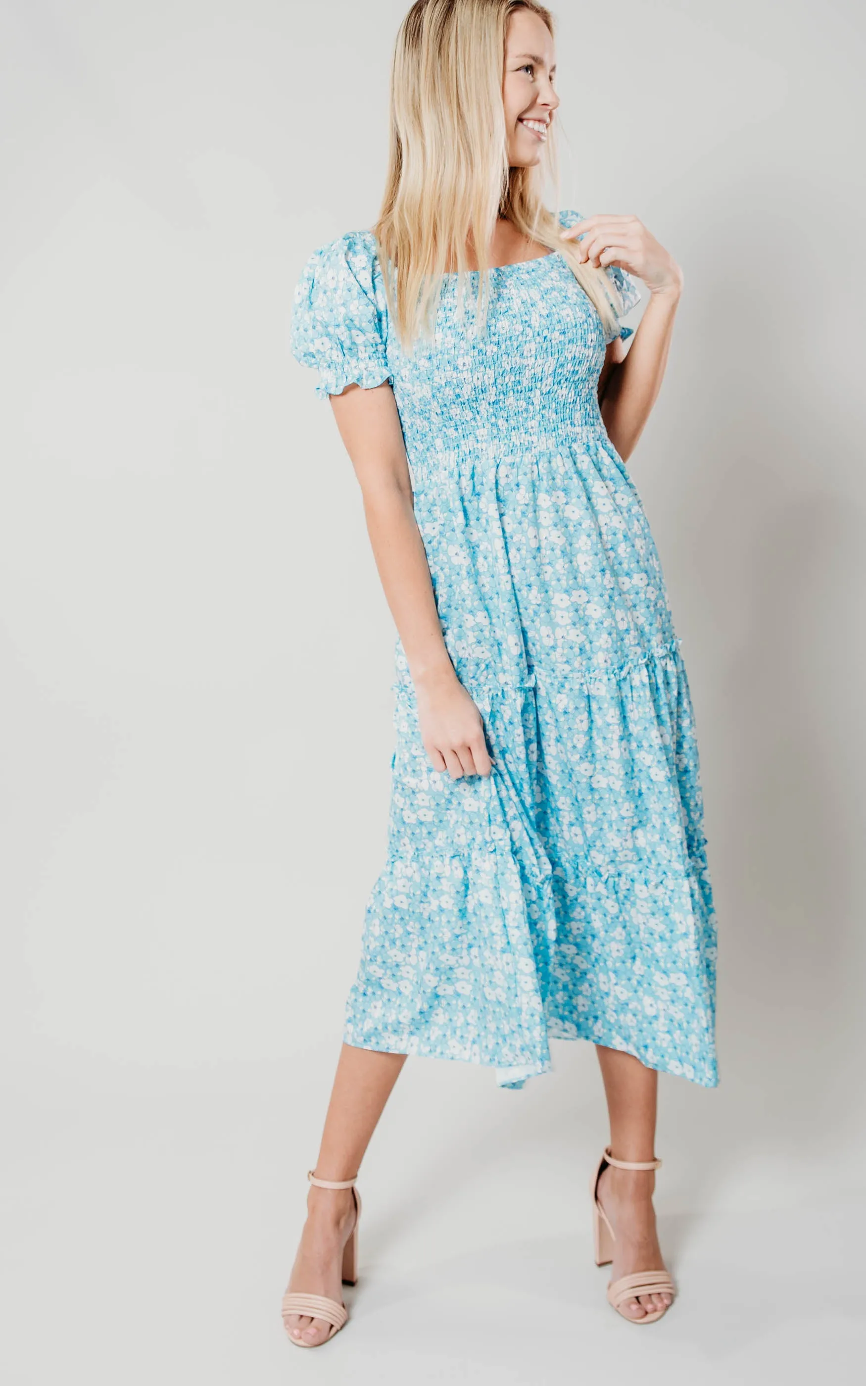 Light Blue Floral Dress - Final Sale