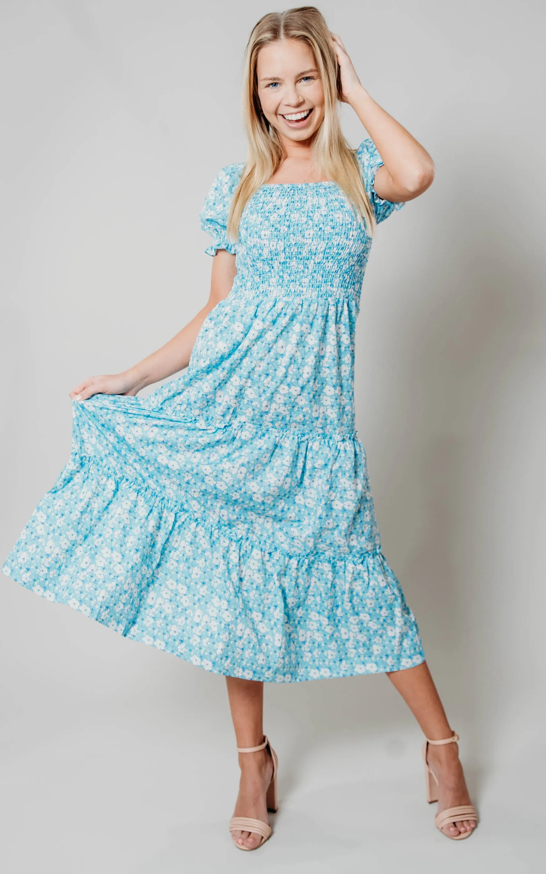 Light Blue Floral Dress - Final Sale