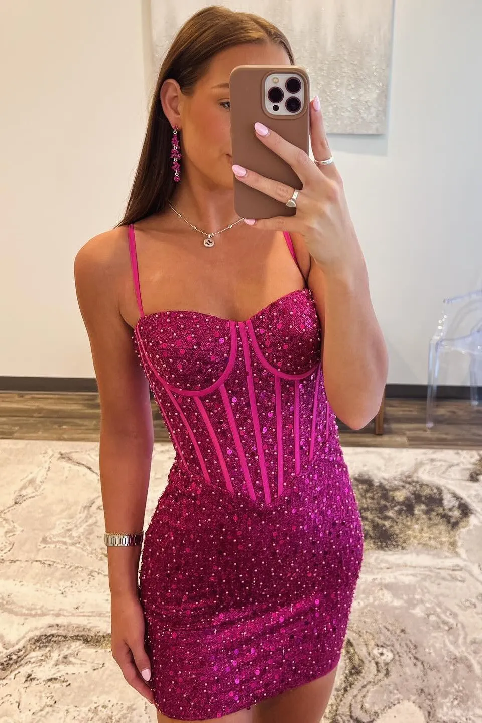 Light Blue Sequin Tight Mini Party Dress