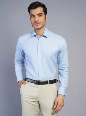 Light Blue Solid Regular Fit Formal Shirt | JadeBlue