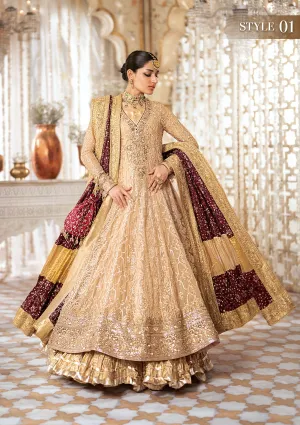 Light Brown Embroidered Kalidar Frock Pakistani Wedding Dress with Sharara