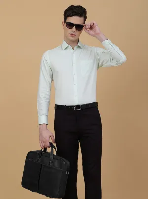 Light Green Solid Slim Fit Formal Shirt | Greenfibre