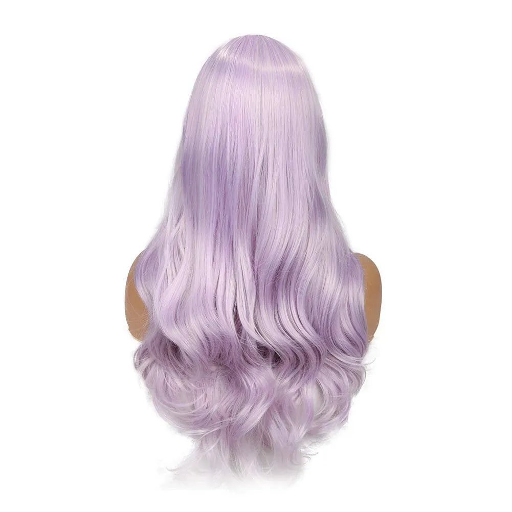 Light Lilac Purple Wavy 26" Synthetic Top Quality Heat Resistant Fiber Human Hair Feel Wig